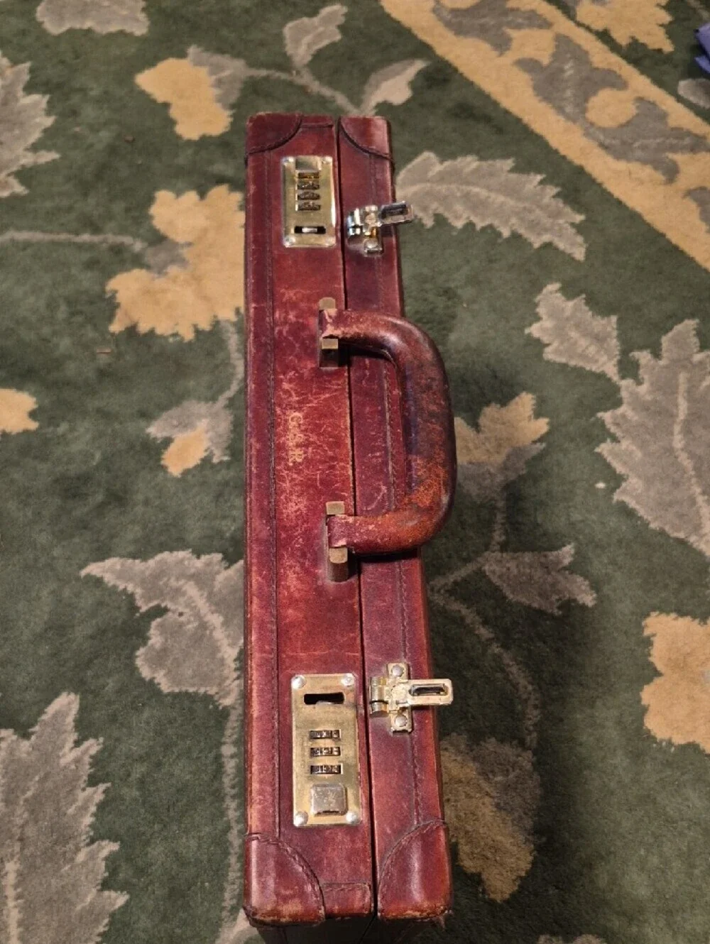 Tumi Burgundy Leather Men's Briefcase with Gold Hardware